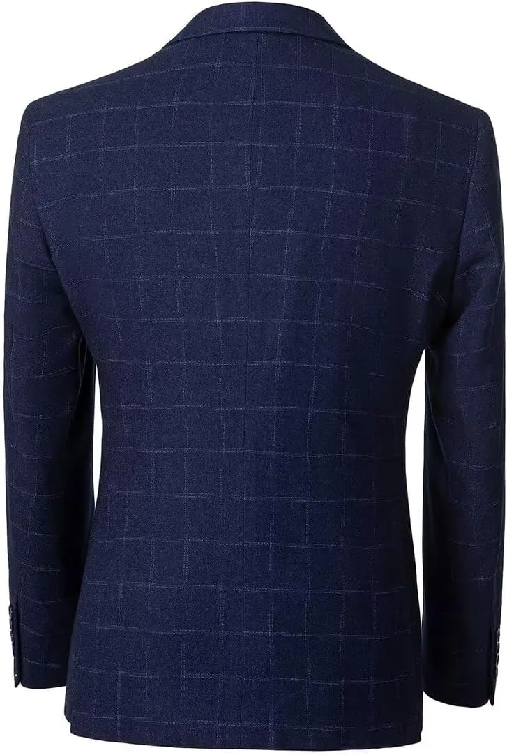 3-Piece Plaid Men Suit Pinstripe 2 Bottons Formal Wedding Suit Classic Tuxedo Mens Suit Set Blazer Jacket Vest Pants