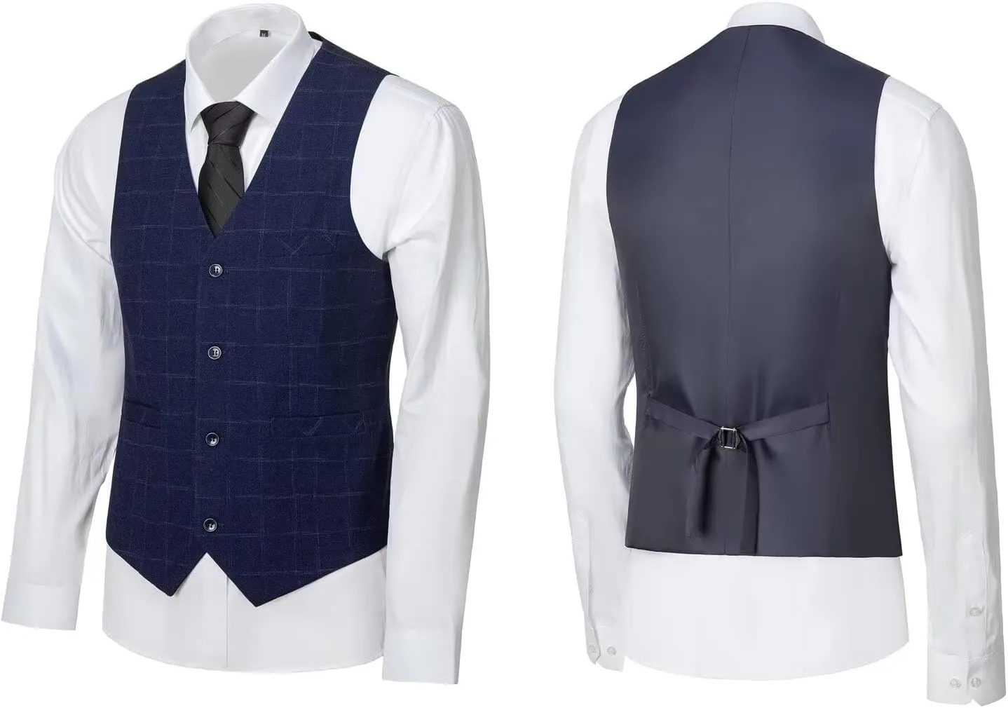 3-Piece Plaid Men Suit Pinstripe 2 Bottons Formal Wedding Suit Classic Tuxedo Mens Suit Set Blazer Jacket Vest Pants