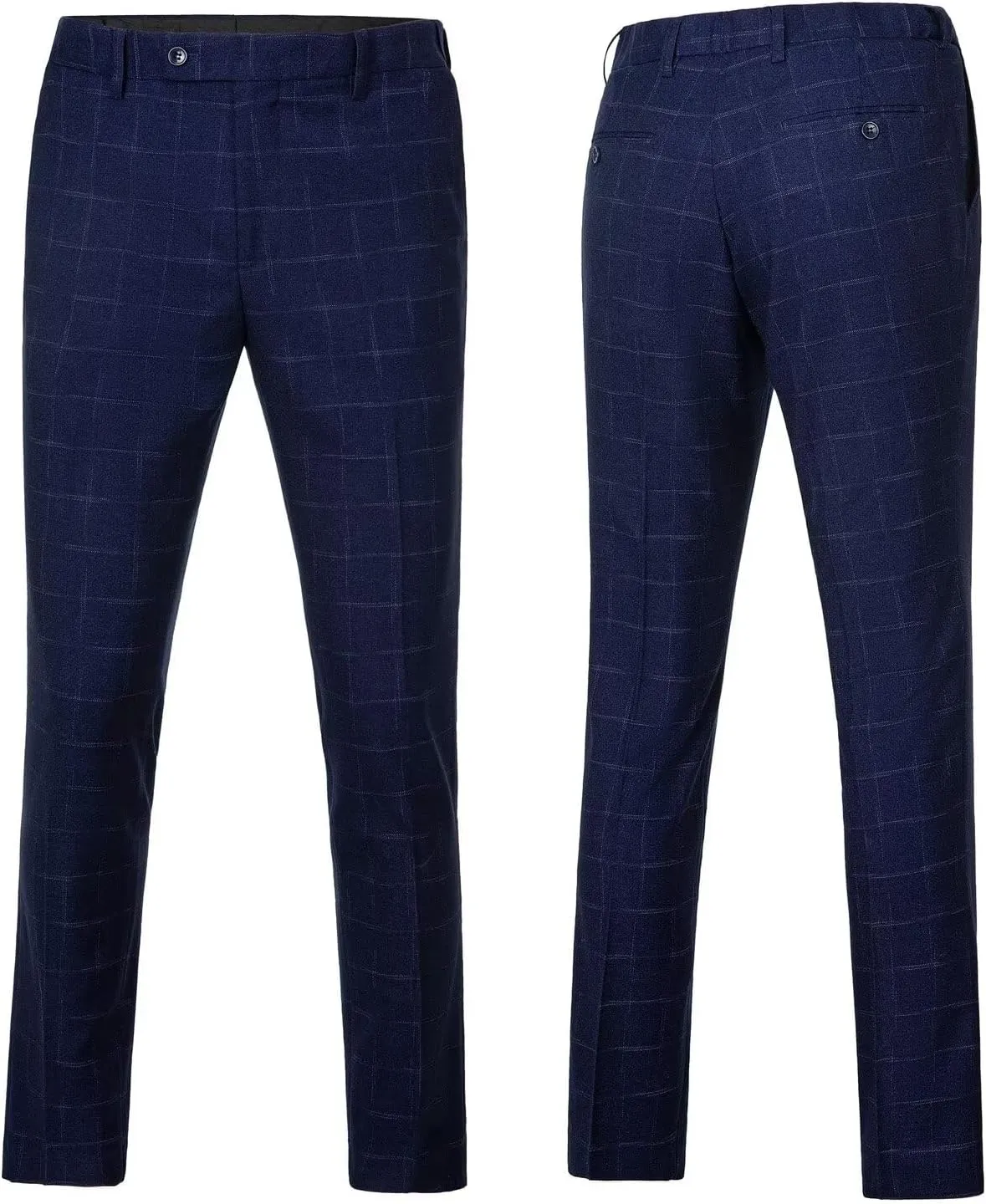 3-Piece Plaid Men Suit Pinstripe 2 Bottons Formal Wedding Suit Classic Tuxedo Mens Suit Set Blazer Jacket Vest Pants