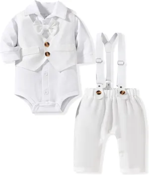 Aalizzwell Baby Boys Gentleman Outfit 3 Piece Formal Suit Set with Snaps