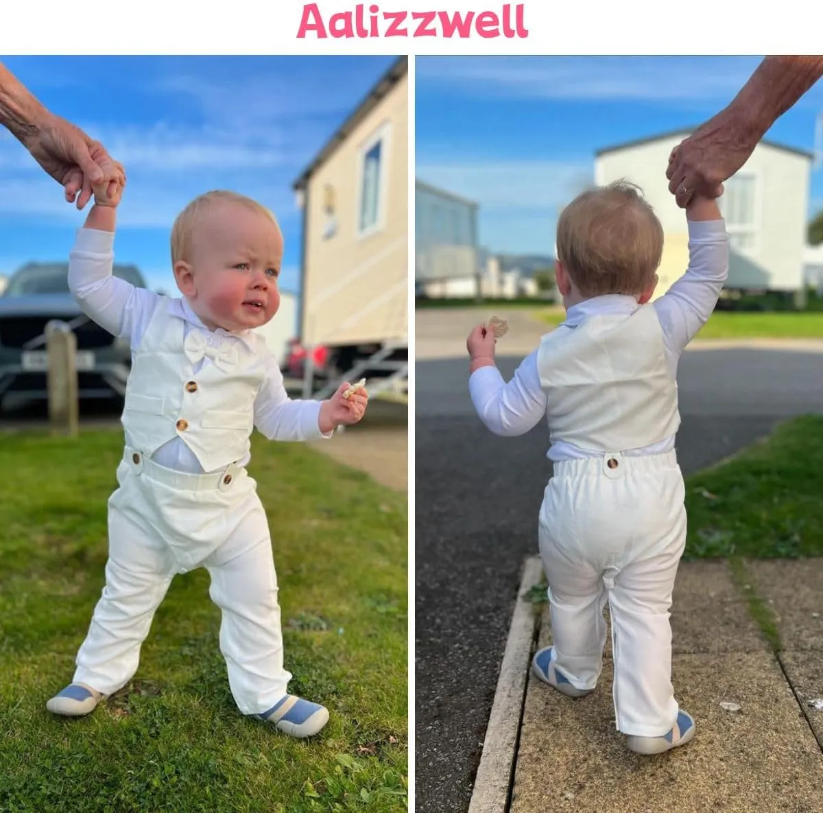 Aalizzwell Baby Boys Gentleman Outfit 3 Piece Formal Suit Set with Snaps