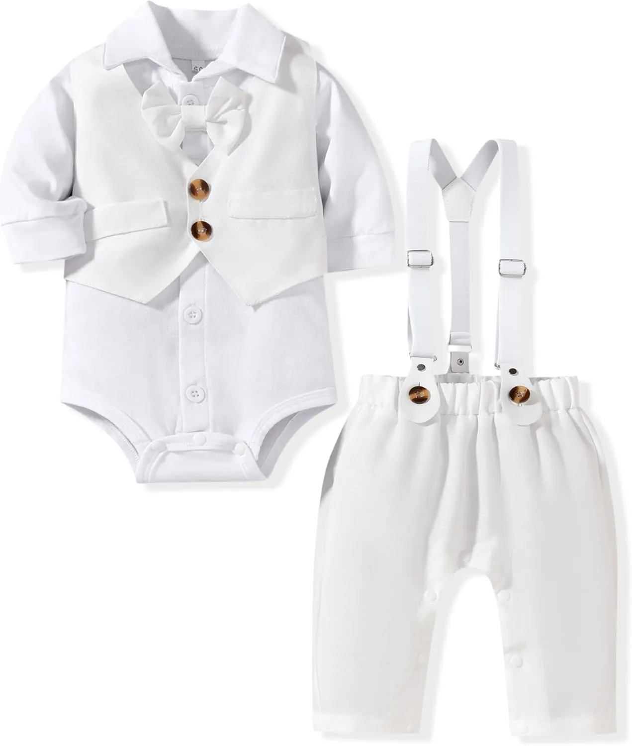 Aalizzwell Baby Boys Gentleman Outfit 3 Piece Formal Suit Set with Snaps