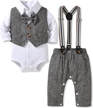 Aalizzwell Baby Boys Gentleman Outfit 3 Piece Formal Suit Set with Snaps