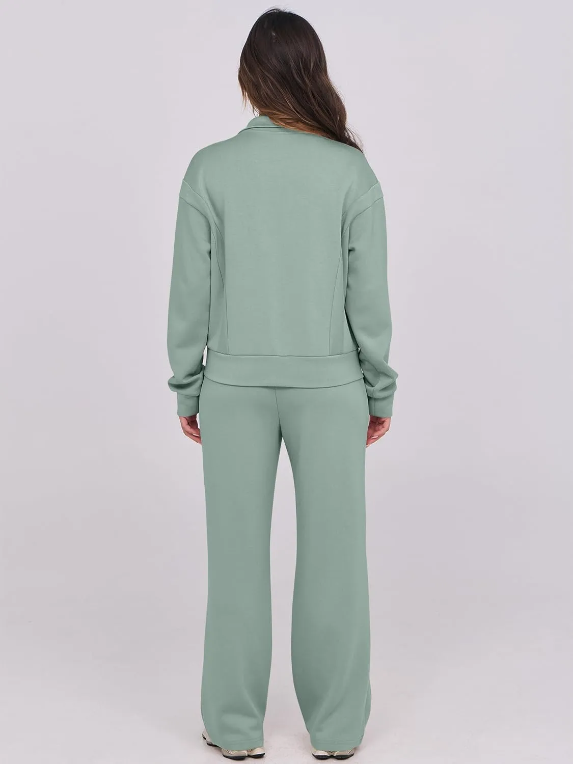 ANRABESS Lounge Sets for Women 2 Piece Outfits Sweatsuit Fall Zip Up Sweatshirts Wide Leg Pants Matching Sweat Set Tracksuit