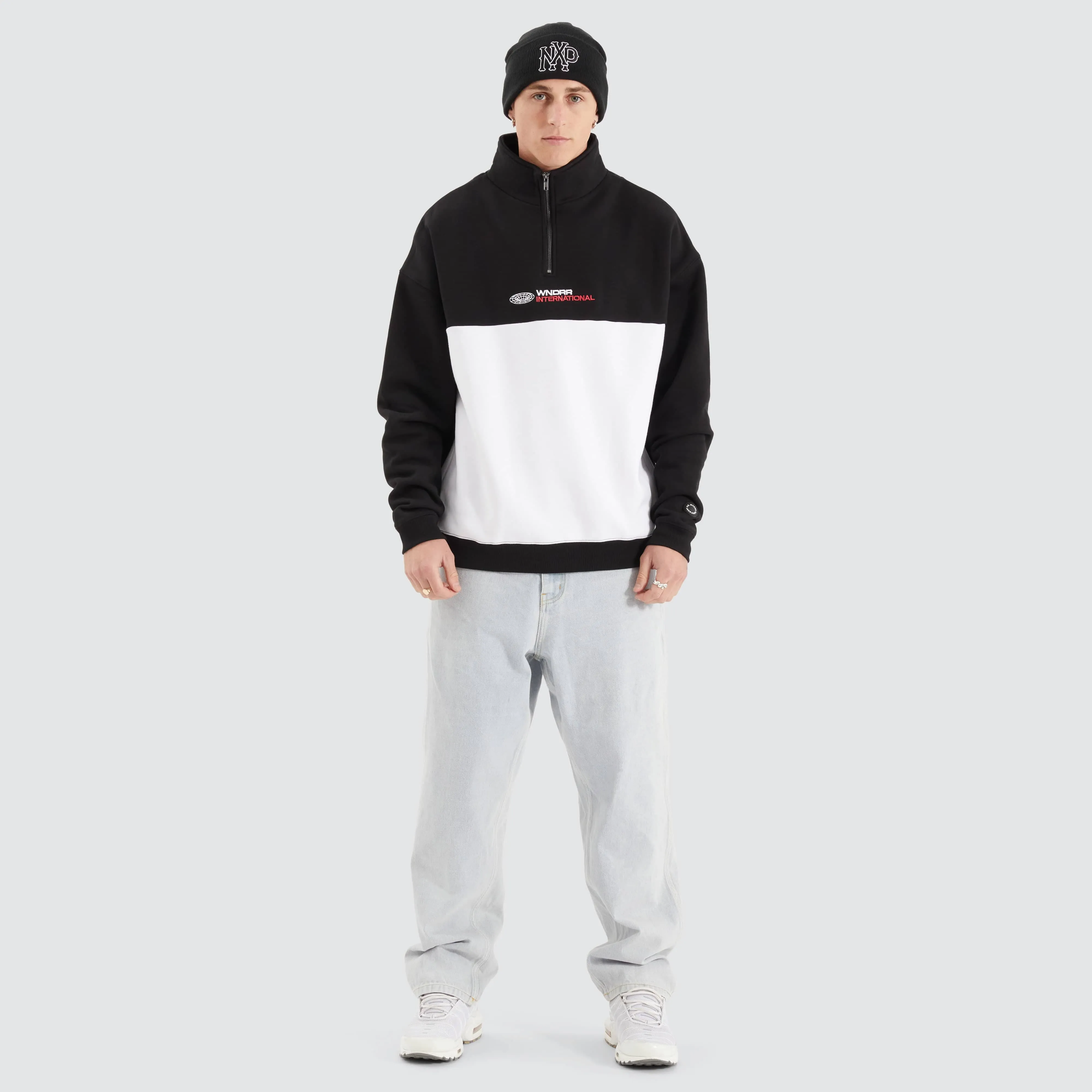 Booster 1/4 Zip Sweat Black/ White