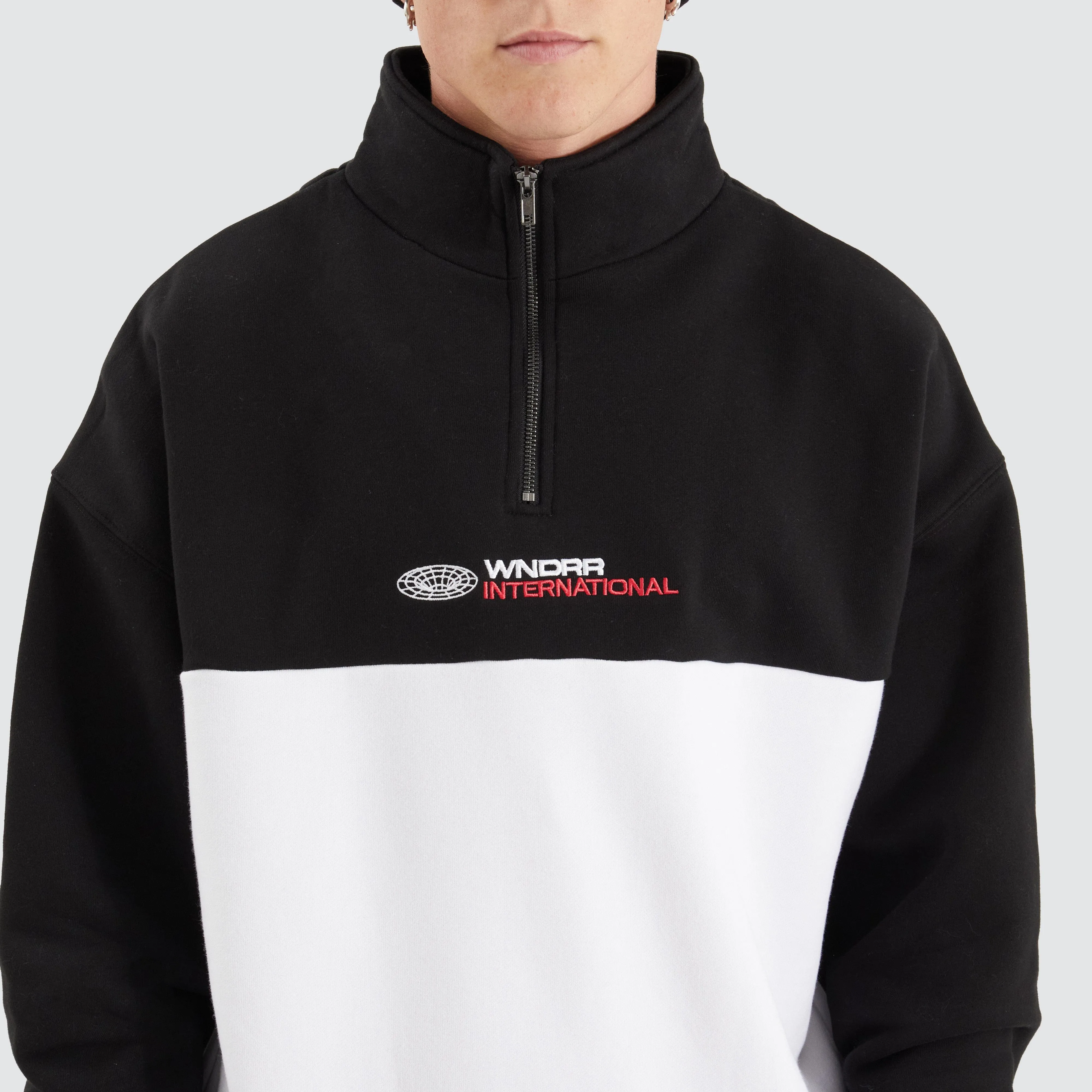 Booster 1/4 Zip Sweat Black/ White