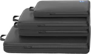 Compression Packing Cubes for Travel - 4 Set Expandable Luggage Packing Organizers Compression Packing Cubes for Carry-on Suitcases Travel Essentials Bags (Black)