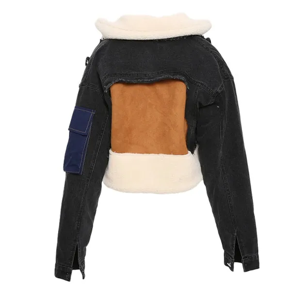 Dames Hanna Jas - Combinatie van Shearling, Sude en Denim