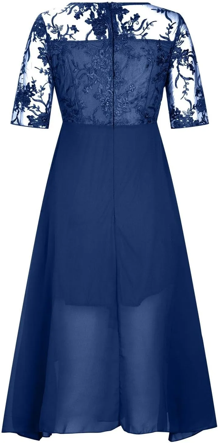 HGps8w Mother of The Bride Dresses for Women Elegant Lace Chiffon Flowy Dress Formal Evening Party Gown for Wedding