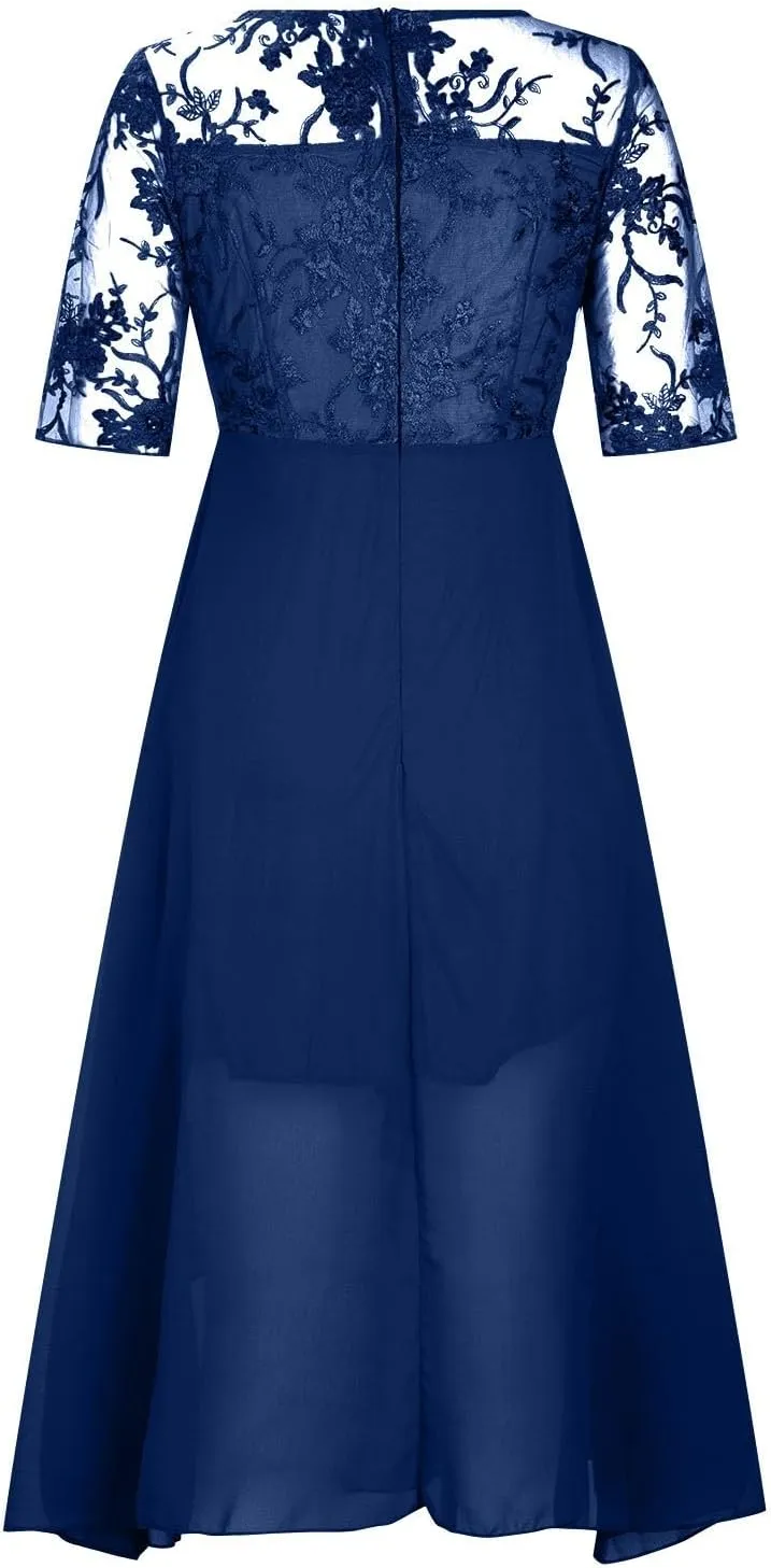HGps8w Mother of The Bride Dresses for Women Elegant Lace Chiffon Flowy Dress Formal Evening Party Gown for Wedding