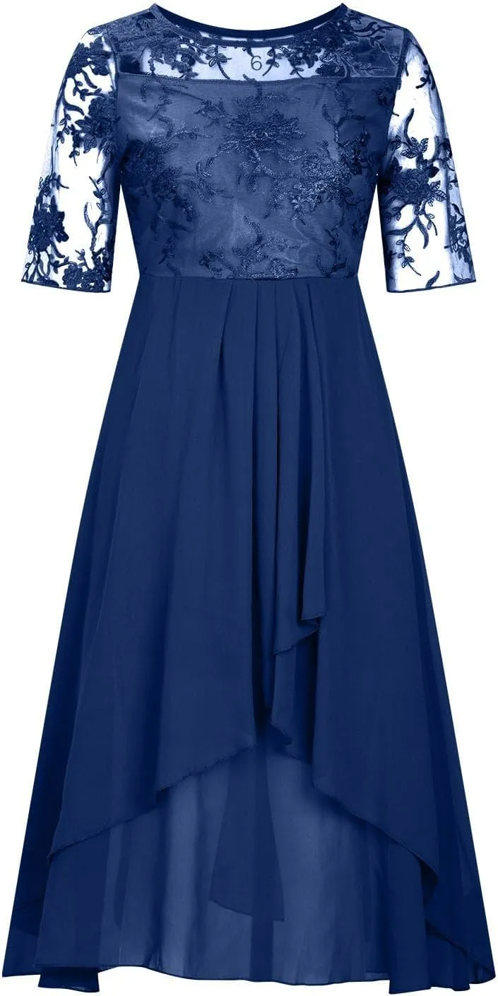 HGps8w Mother of The Bride Dresses for Women Elegant Lace Chiffon Flowy Dress Formal Evening Party Gown for Wedding