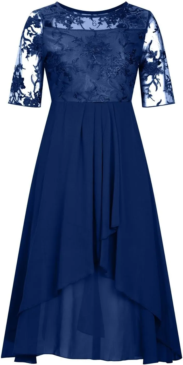 HGps8w Mother of The Bride Dresses for Women Elegant Lace Chiffon Flowy Dress Formal Evening Party Gown for Wedding