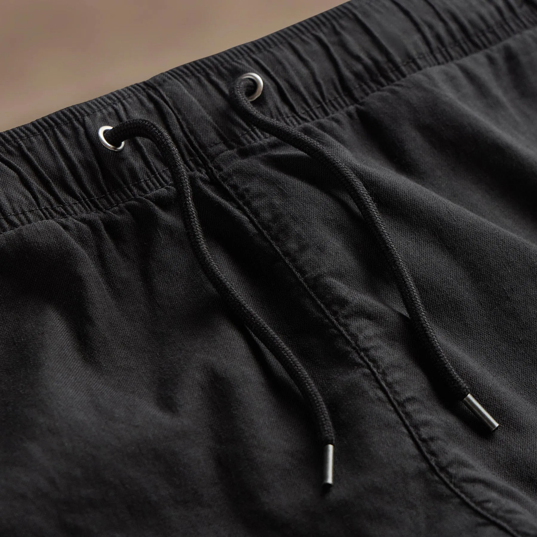 Linen Blend Jogger - Black