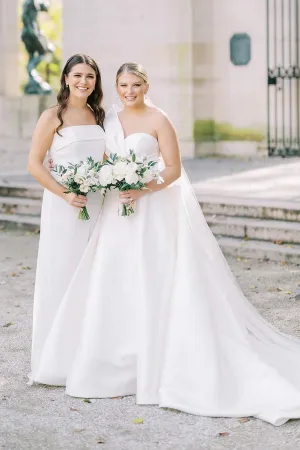 Luolandi Elegant A-Line One Shoulder White Satin Wedding Dresses Beautiful