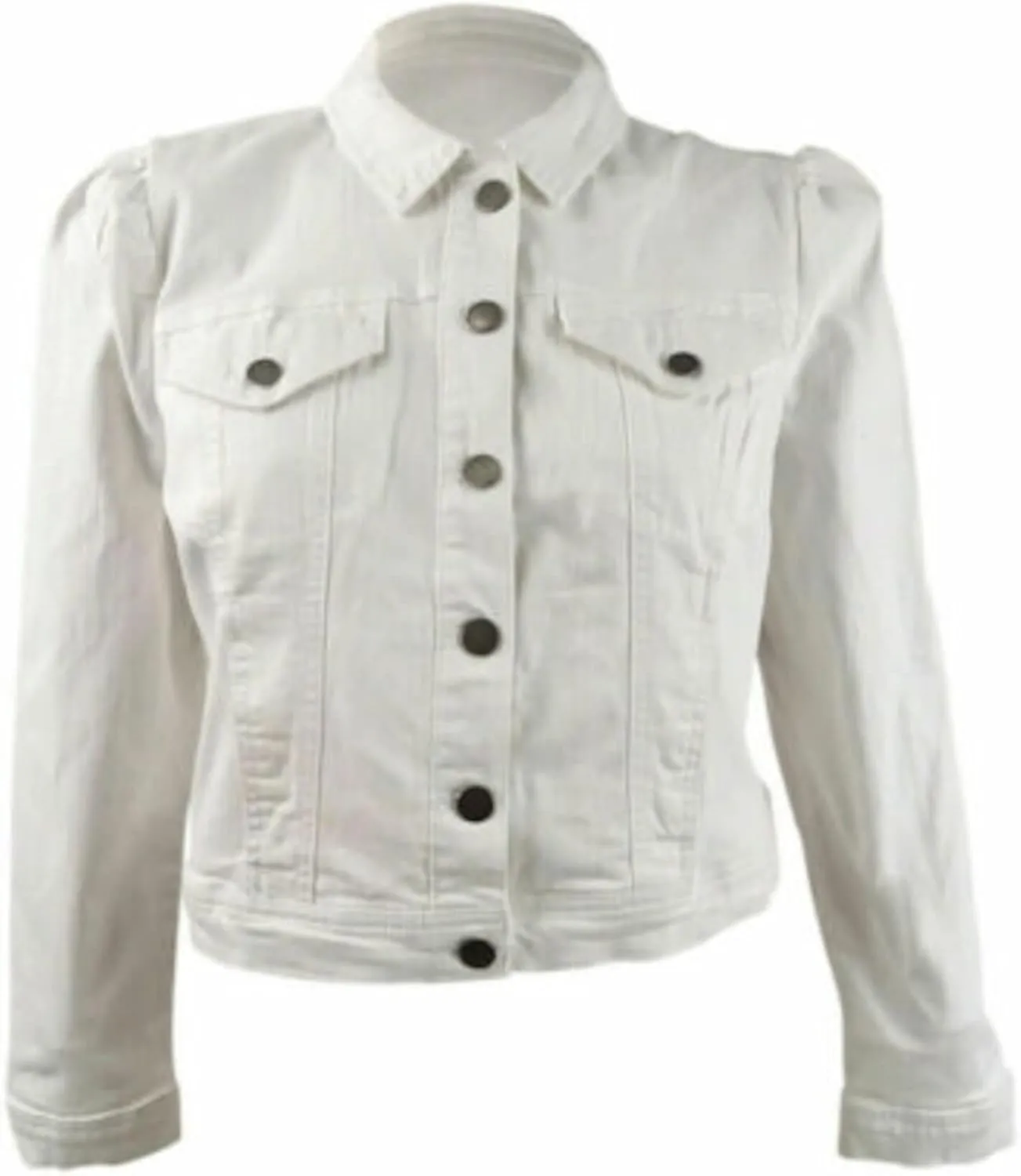 MAISON JULES Womens New White Pocketed Buttoned Denim Jacket M