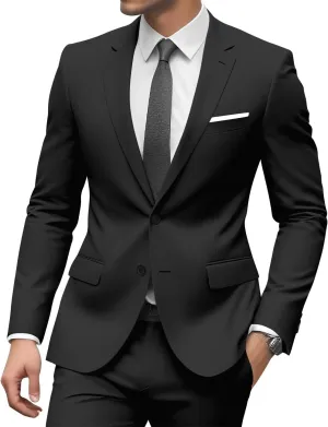 Mens Slim Fit 2 Piece Suit Formal Groomsmen Suit Wedding 2 Button Solid Jacket Pants Set Prom Suits for Man