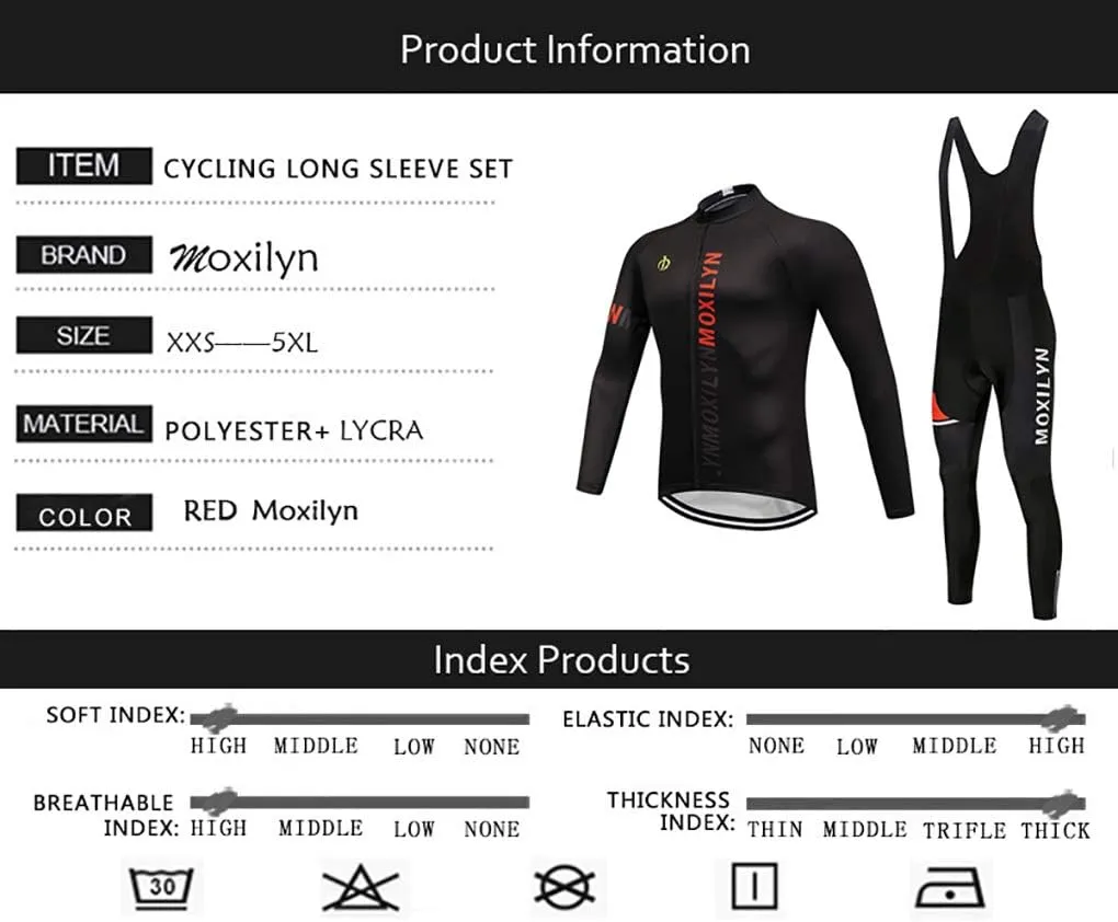 MOXILYN Men's Quick-Dry Cycling Jersey Set Road Bike Bicycle Shirt   Bib Pants with 9D Gel Padded MTB Riding Clothing kit
