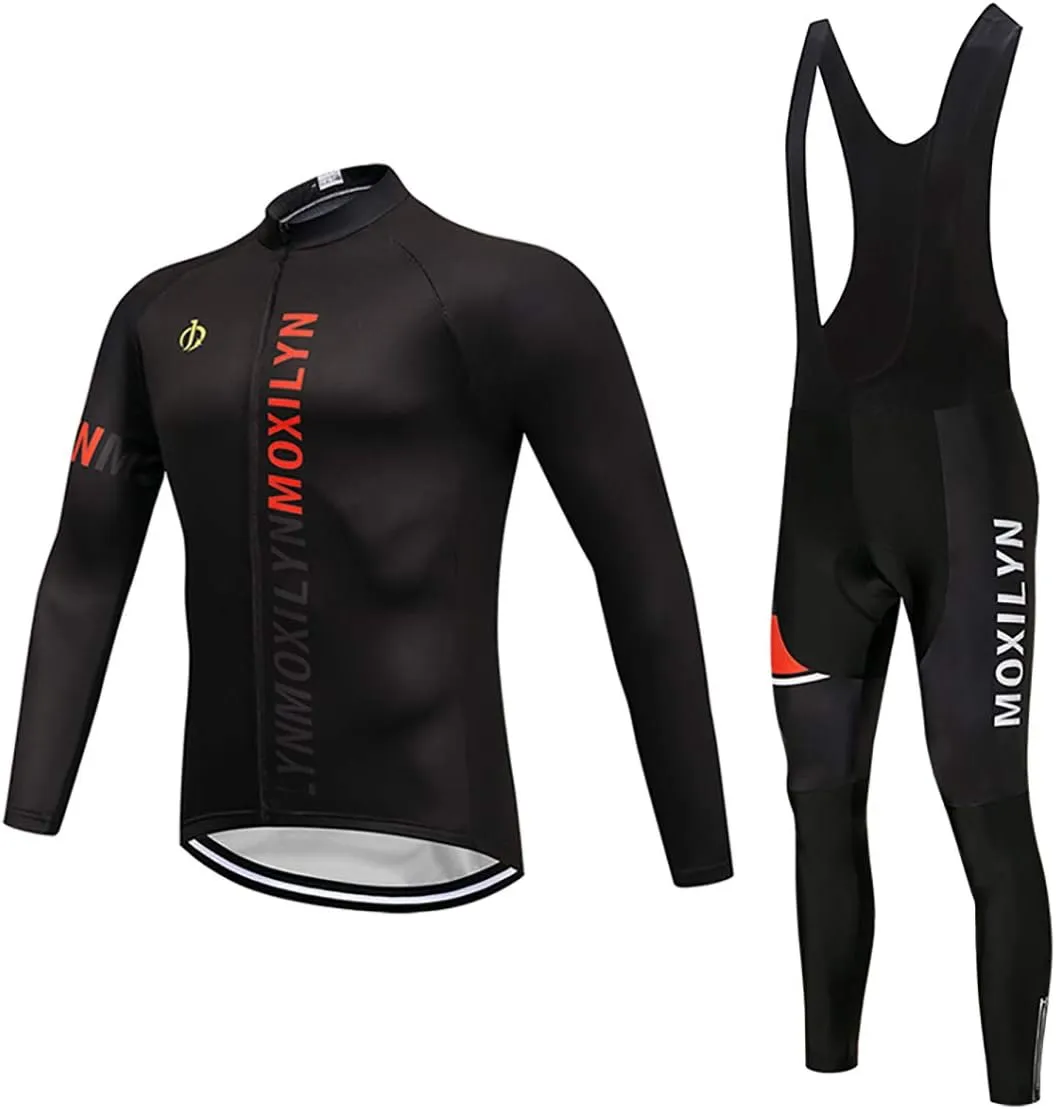 MOXILYN Men's Quick-Dry Cycling Jersey Set Road Bike Bicycle Shirt   Bib Pants with 9D Gel Padded MTB Riding Clothing kit