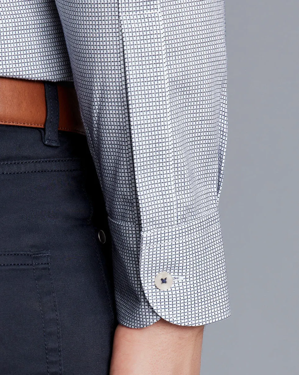 Navy Blue Non-Iron Cushion Stretch Texture Slim Fit Shirt