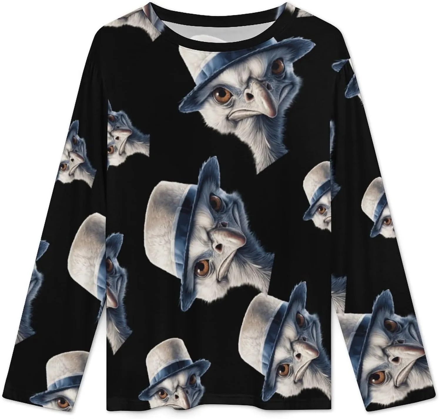 Ostrich-1 Women's Pajama Set Long Sleeve Pj Sets Casual Two Piece Loungewear Soft Sleepwear