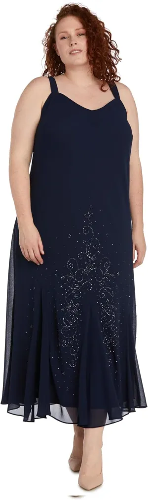 R&M Richards Womens Chiffon Beaded Dress with Jacket