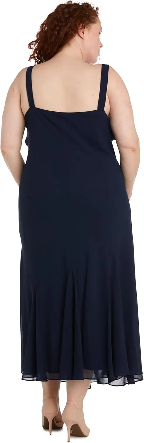 R&M Richards Womens Chiffon Beaded Dress with Jacket