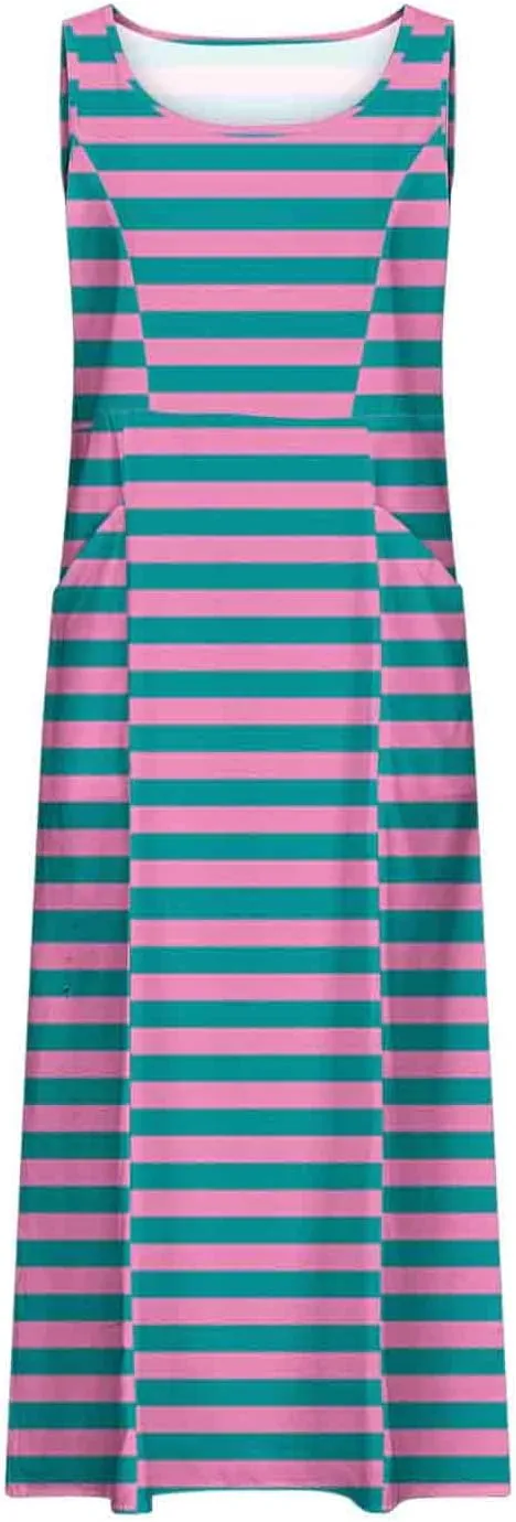 Summer Dresses for Womens Cotton Linen Sleeveless Maxi Dresses Casual Sun Dress Comfy Summer Beach Outfits with Pocket