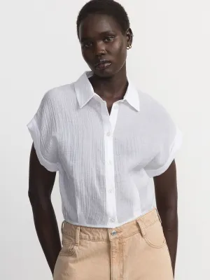 The Bubble Hem Blouse in White