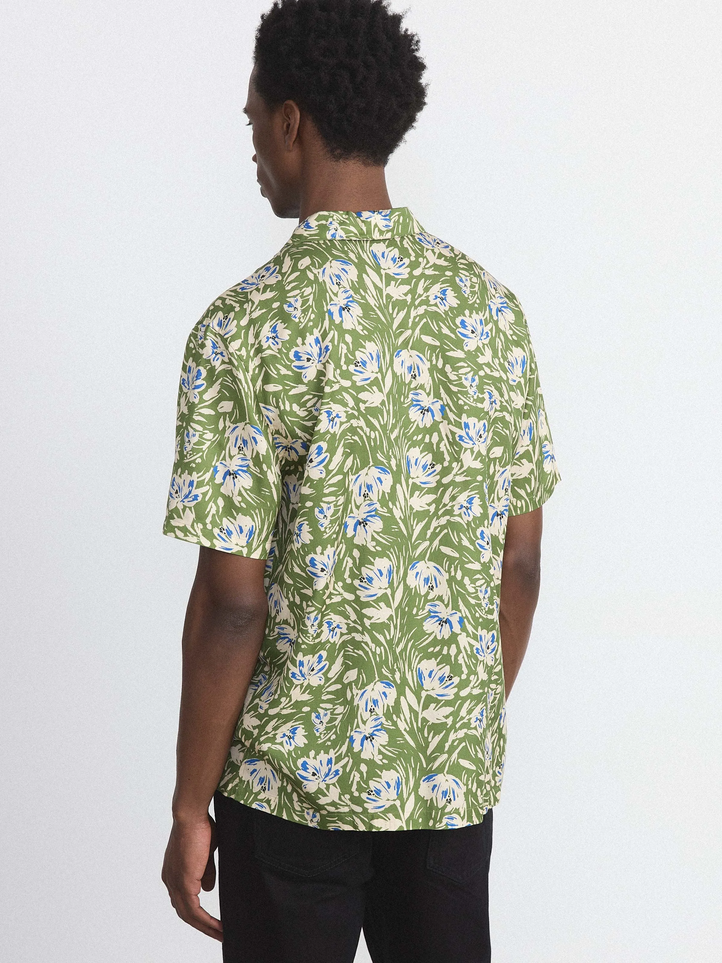 The Floral Camp Collar Shirt in Green