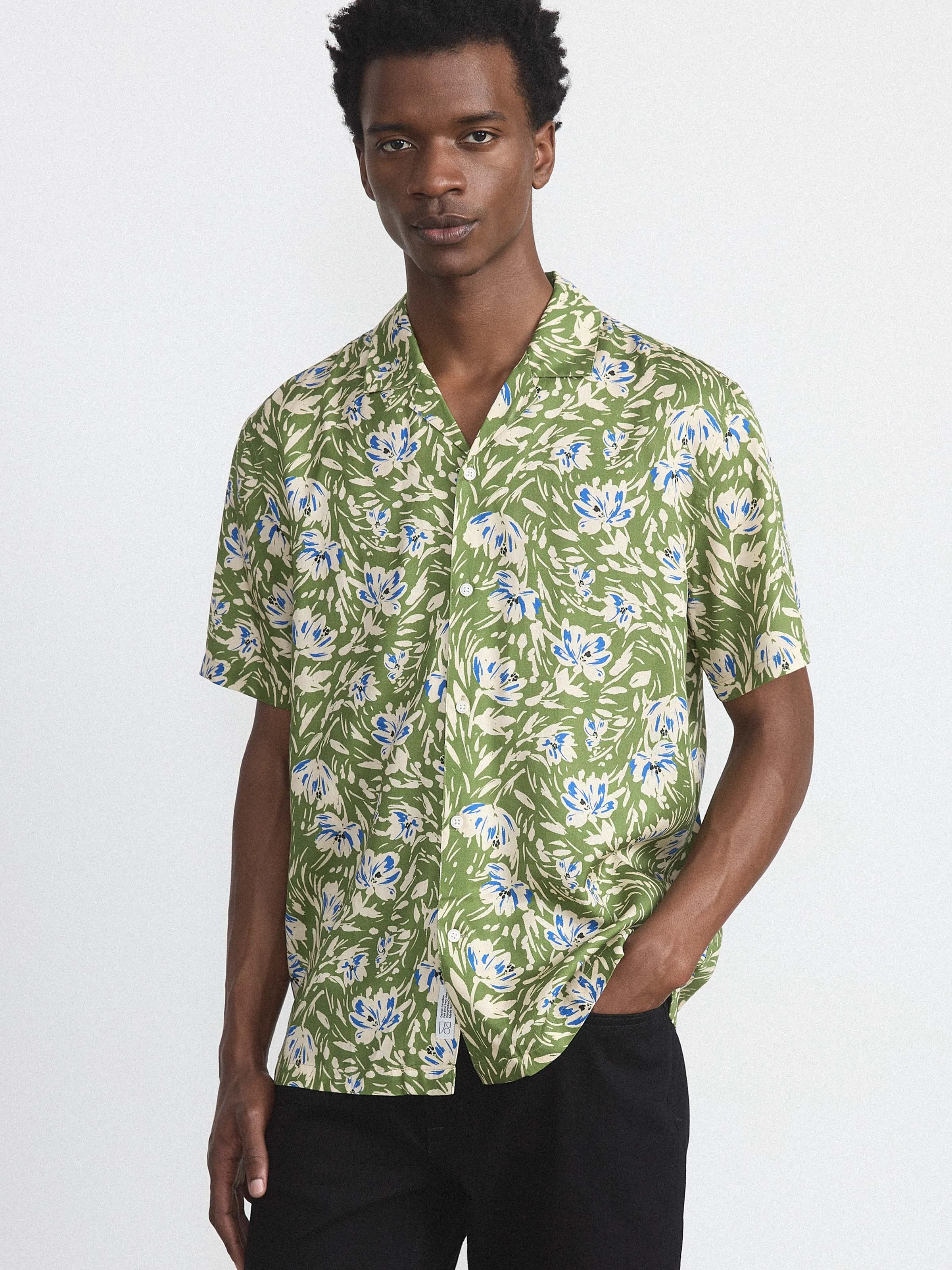 The Floral Camp Collar Shirt in Green