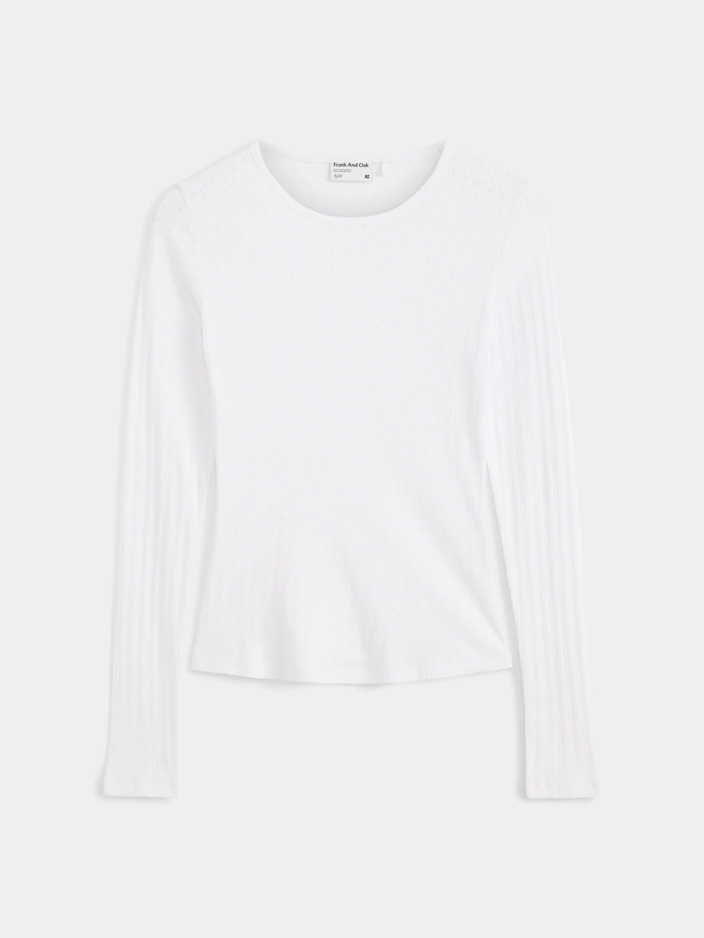 The Long Sleeve Pointelle Top in White
