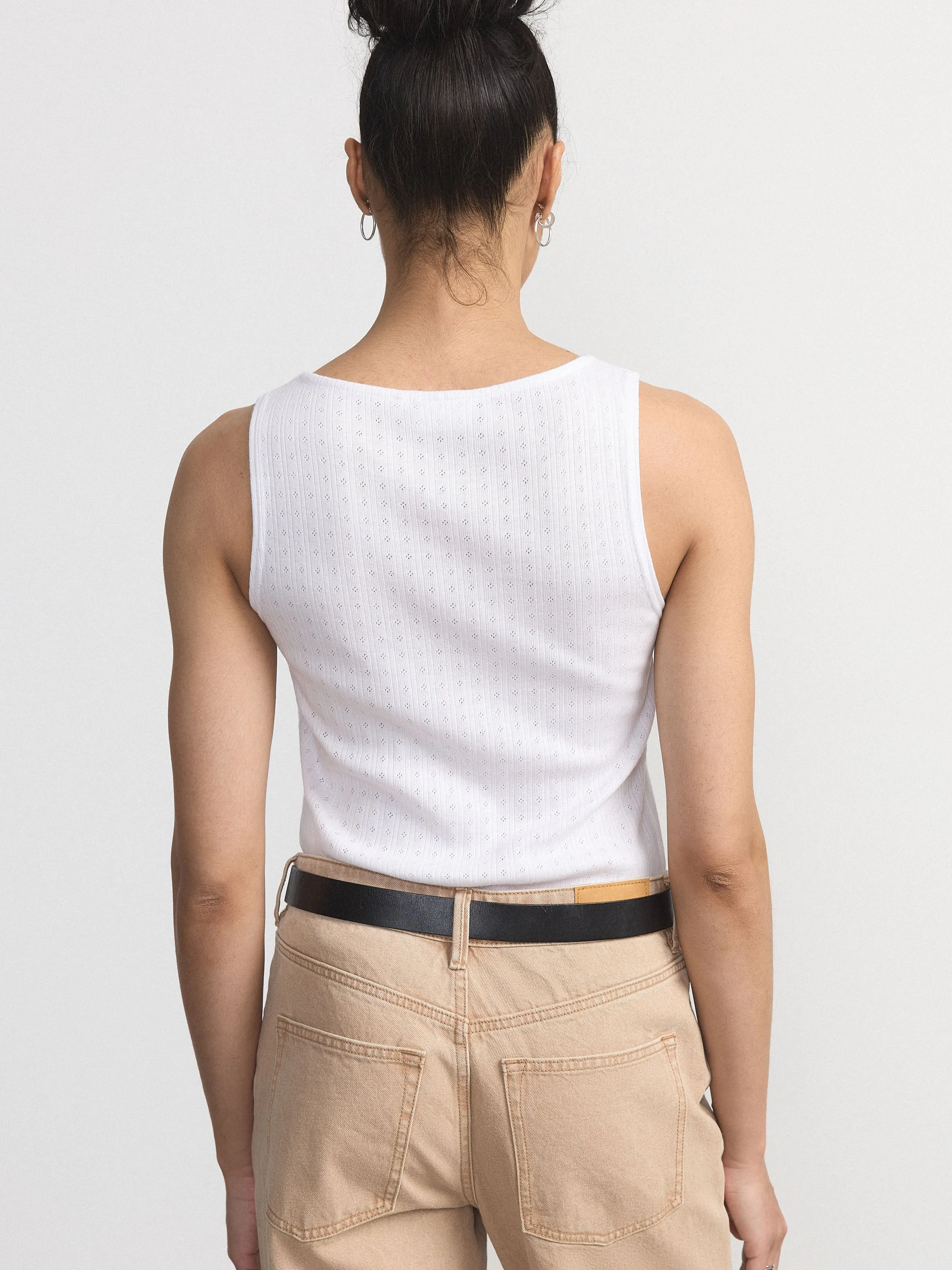 The Pointelle Tank Top in White