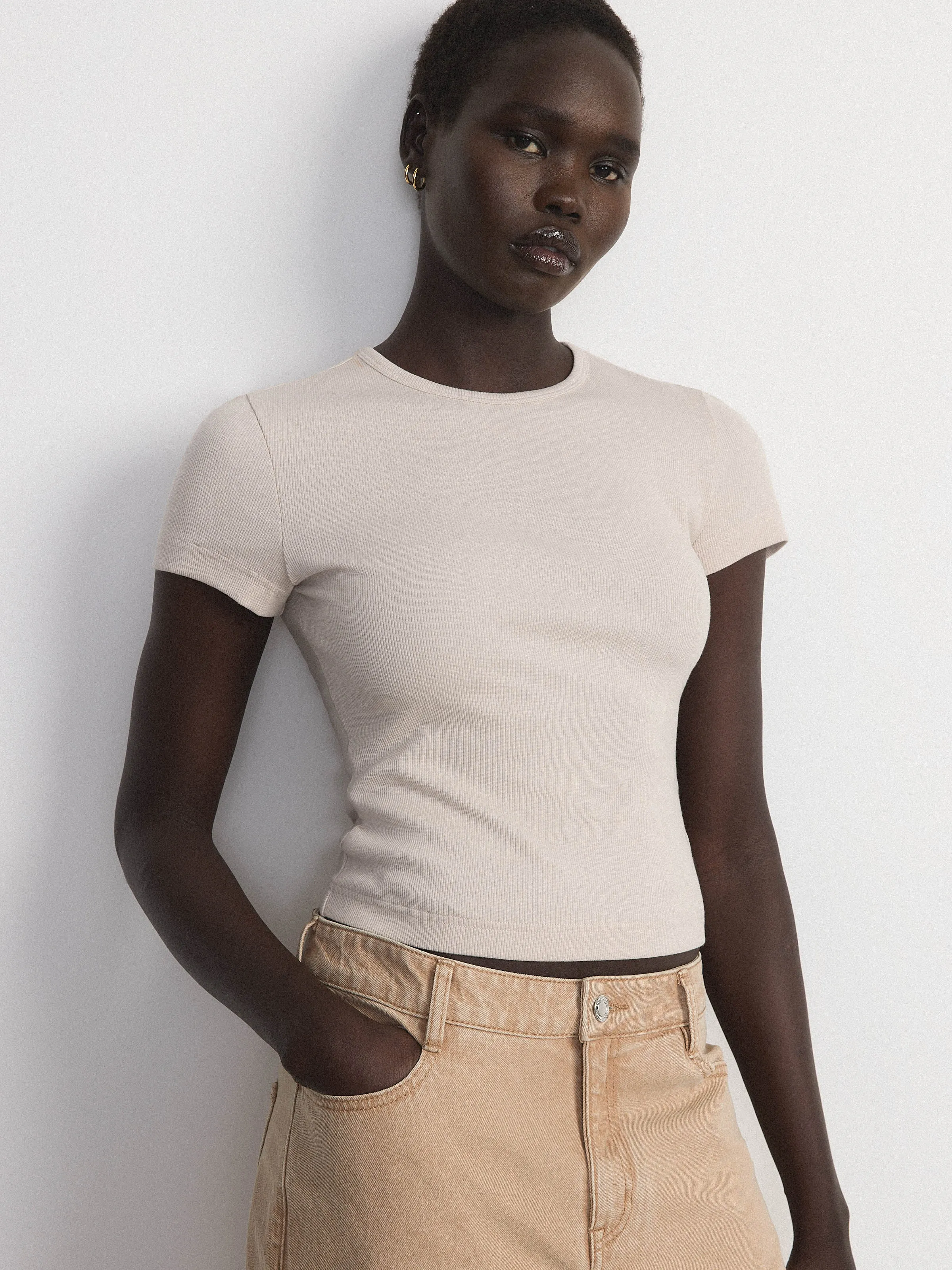 The Ribbed Baby T-Shirt in Grey