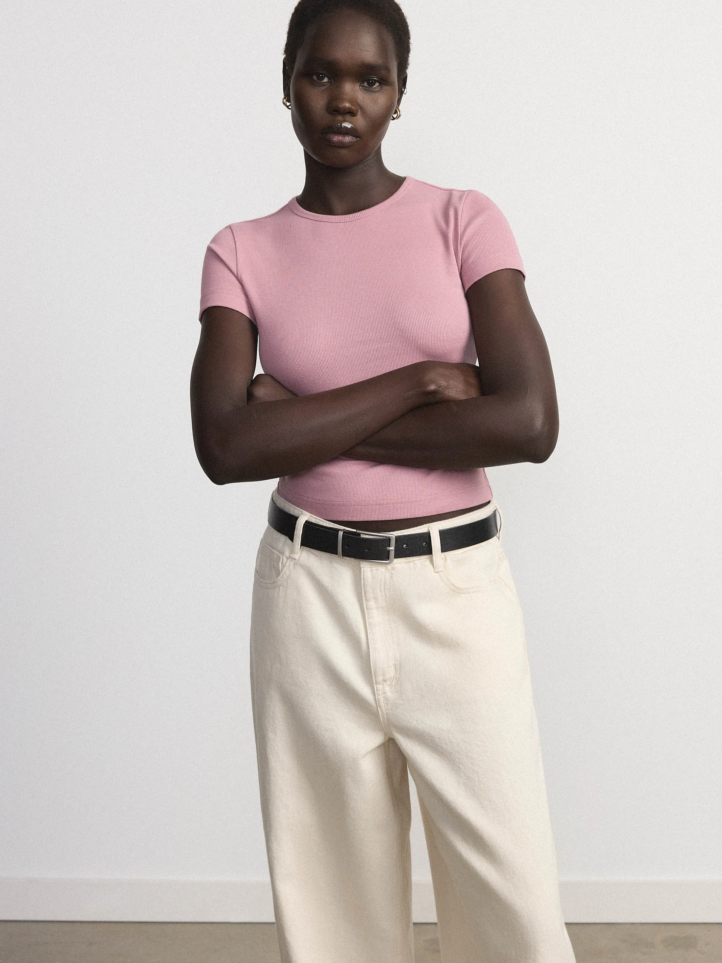 The Ribbed Baby T-Shirt in Pink
