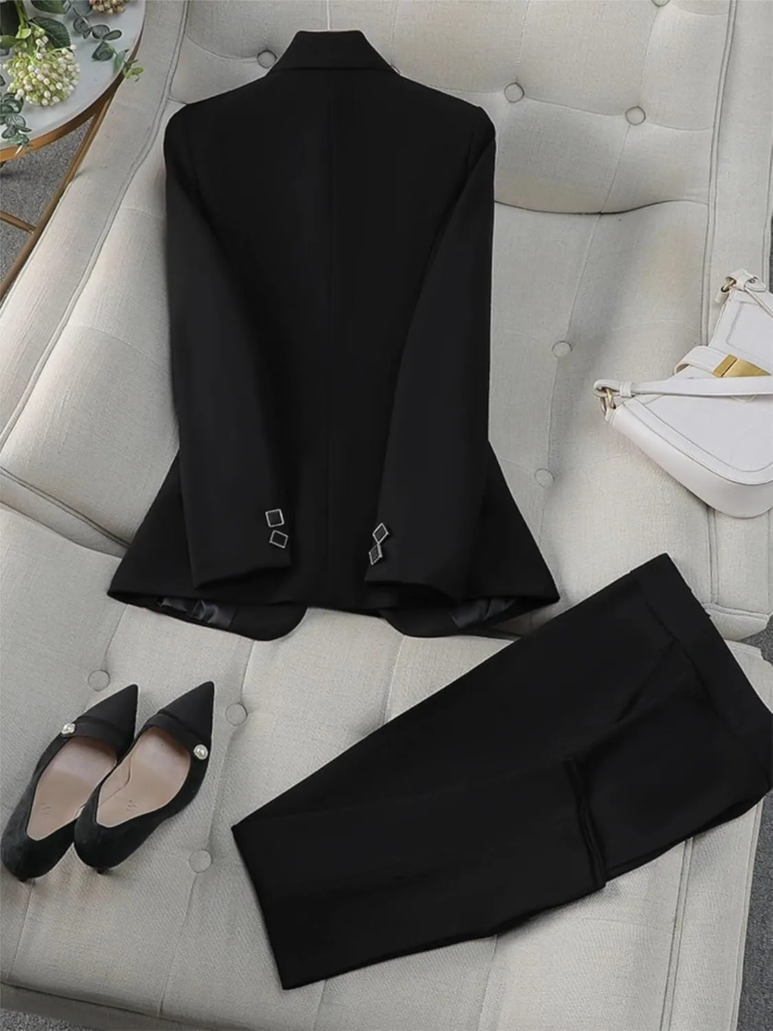 Women Pant Suit Office Ladies Female Business Work Wear 2 Piece Set Formal Blazer Jacket and Trouser