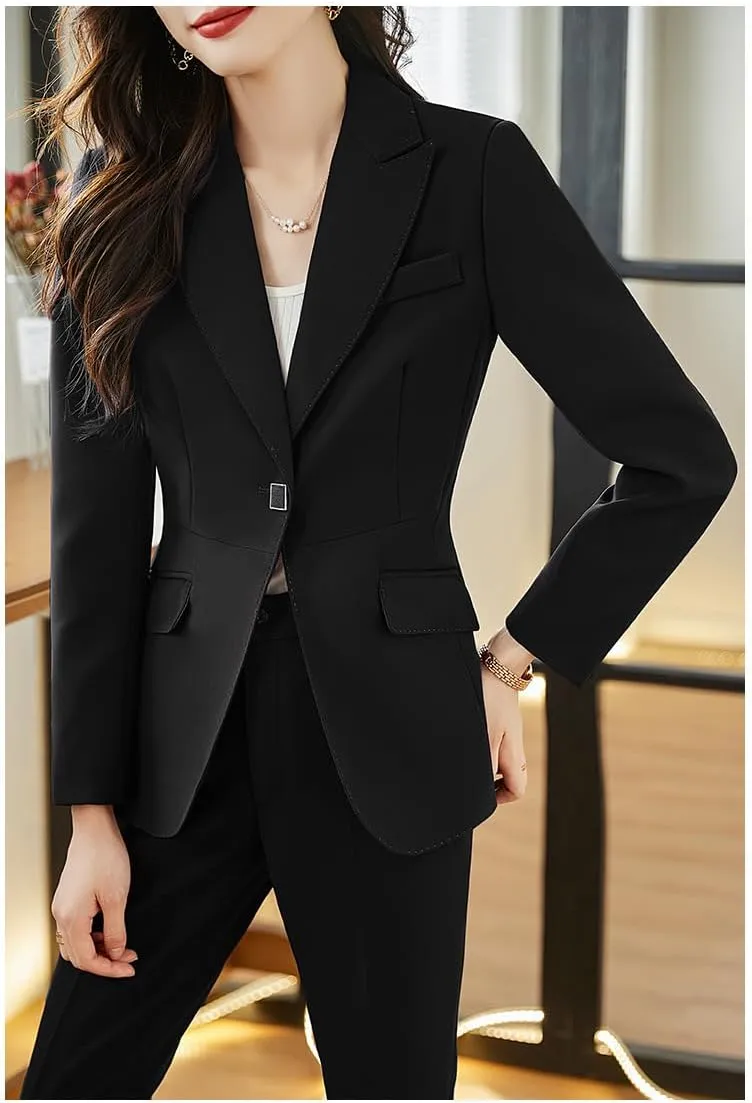 Women Pant Suit Office Ladies Female Business Work Wear 2 Piece Set Formal Blazer Jacket and Trouser