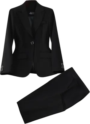 Women Pant Suit Office Ladies Female Business Work Wear 2 Piece Set Formal Blazer Jacket and Trouser