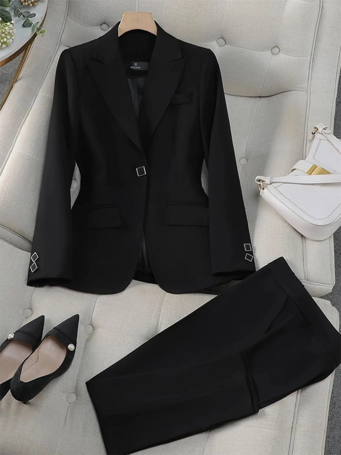 Women Pant Suit Office Ladies Female Business Work Wear 2 Piece Set Formal Blazer Jacket and Trouser
