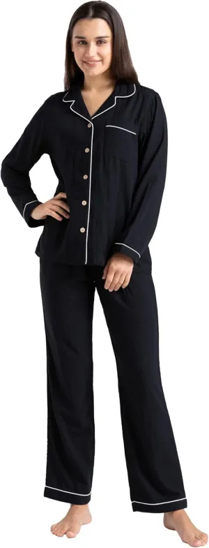 Women's Pajama Set 100% Double Gauze Cotton Linen Like Super Soft Comfy Lightweight Button Down Sleepwear