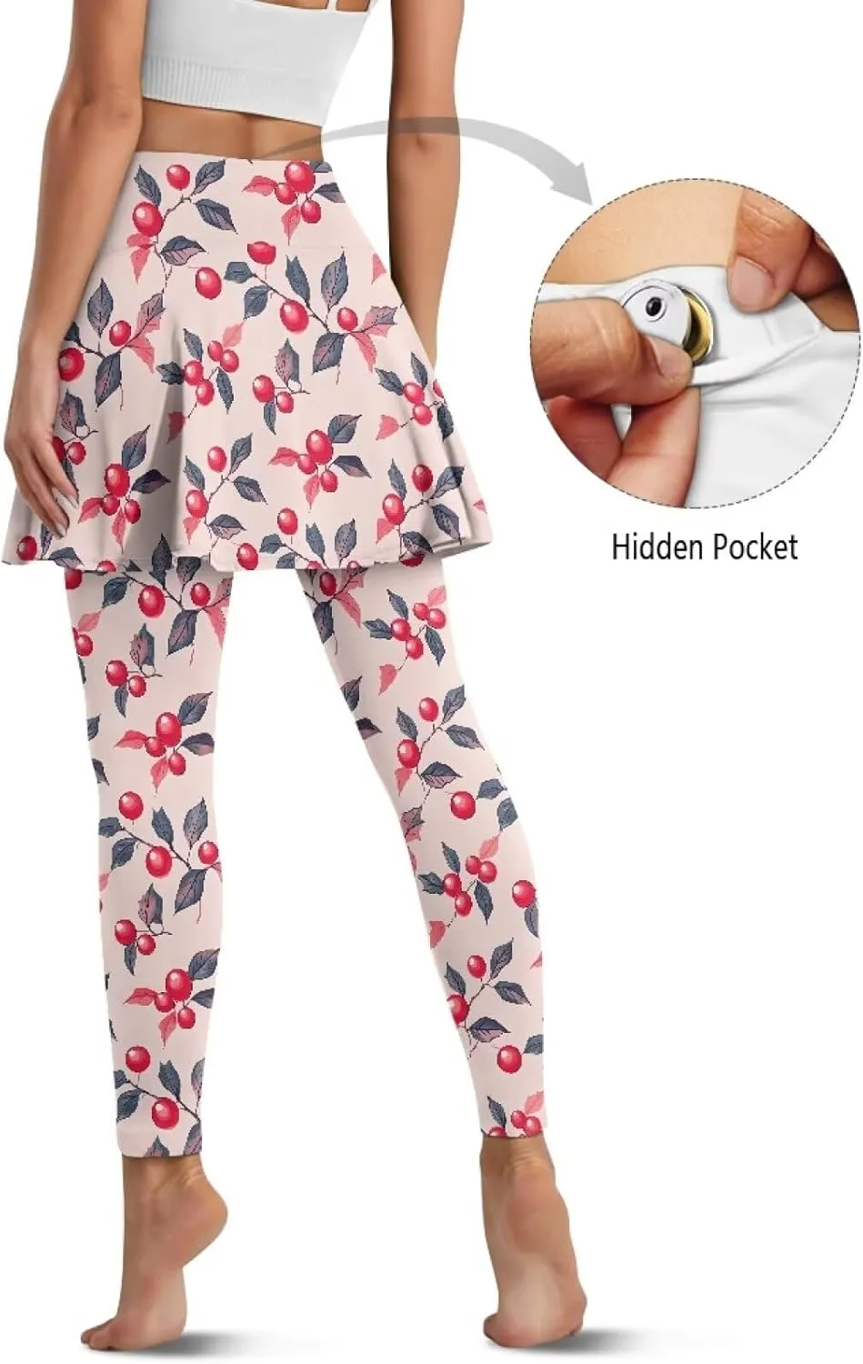 Womens Tennis Skirted Leggings with Pockets Athletic Skirts with Leggings Workout Active Golf Skort