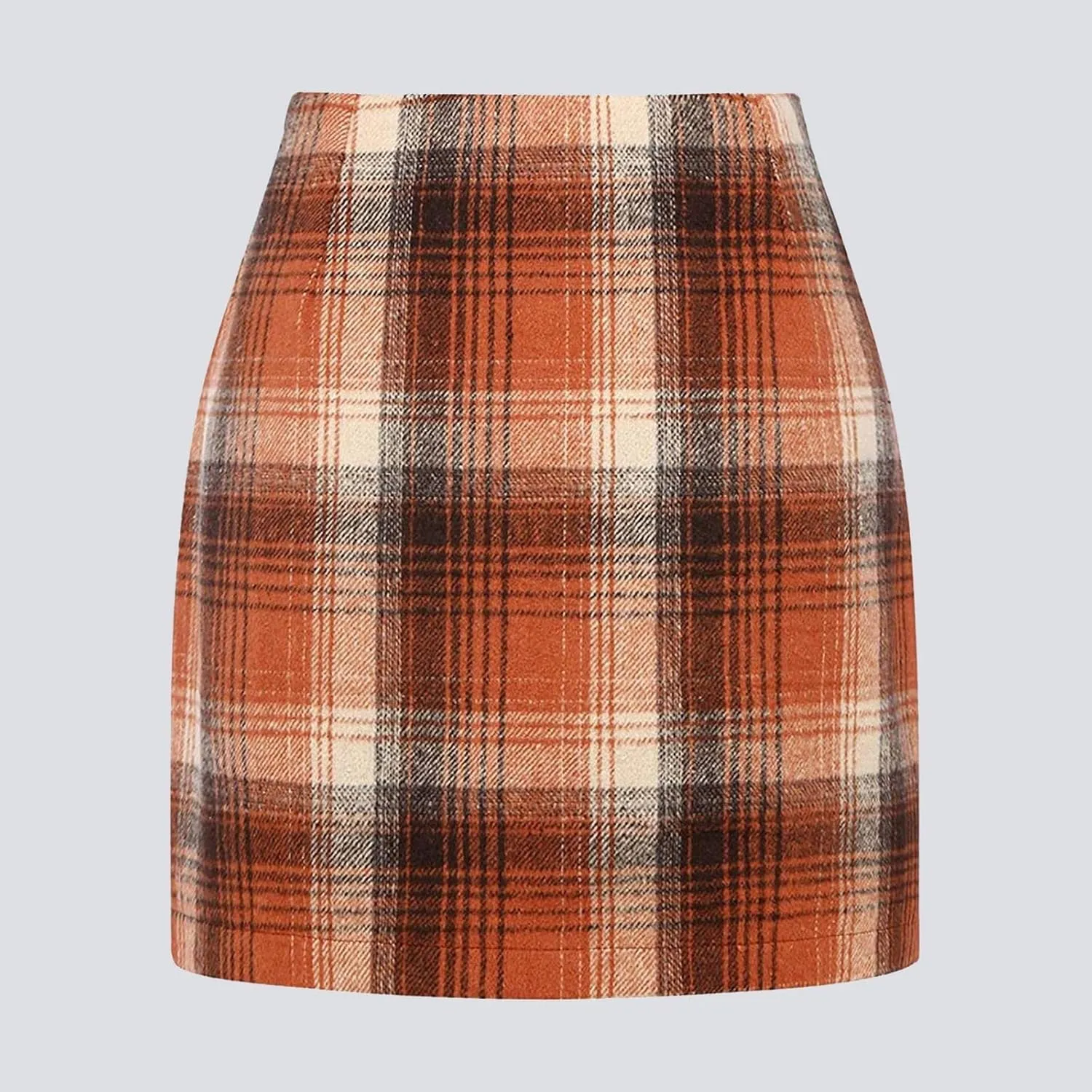 Womens Wool Plaid Mini Skirt Fall Winter High Waisted Bodycon Pencil Skirt Outfits for Women