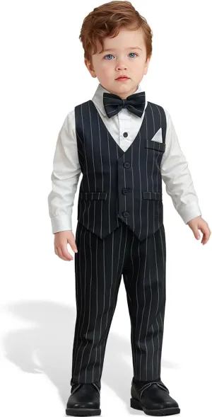 Yilaku Boys Suits Ring Bearer Outfit Toddler Suits with Vest Shirt Pants Sets Kids Dress Clothes for 18 Months-9 Years