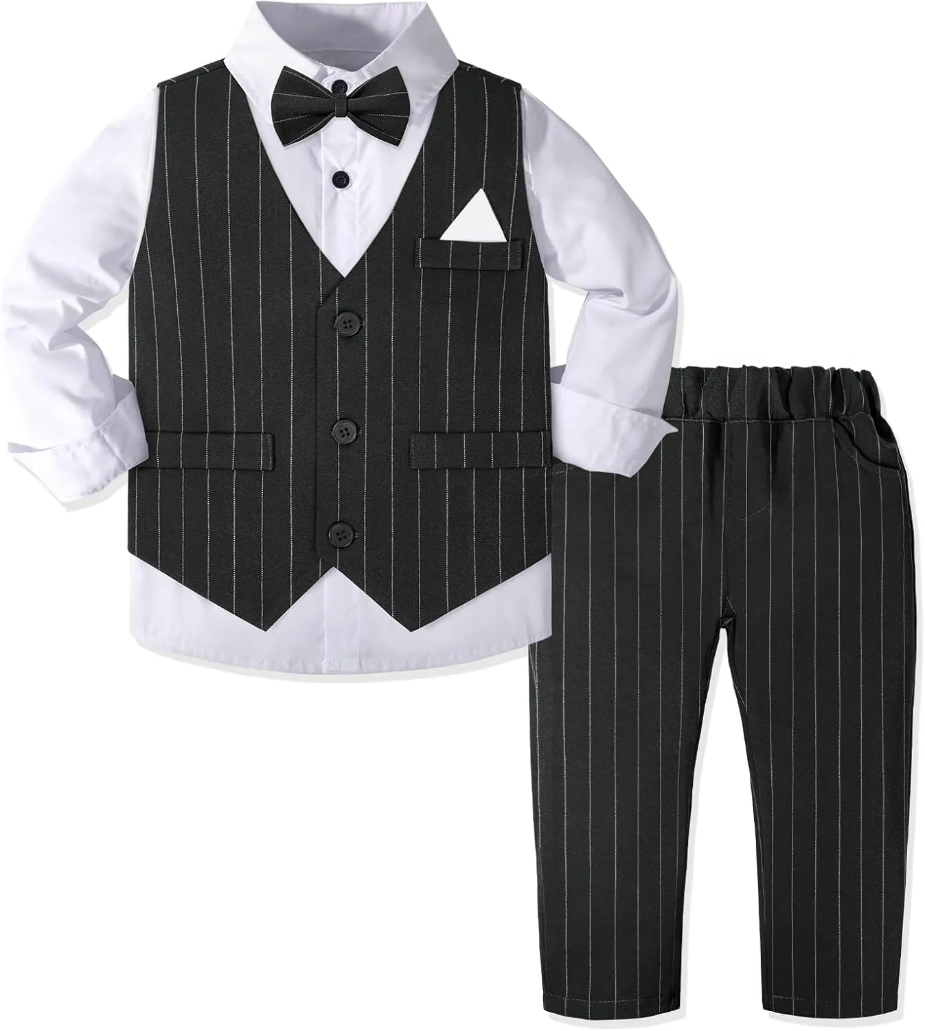 Yilaku Boys Suits Ring Bearer Outfit Toddler Suits with Vest Shirt Pants Sets Kids Dress Clothes for 18 Months-9 Years