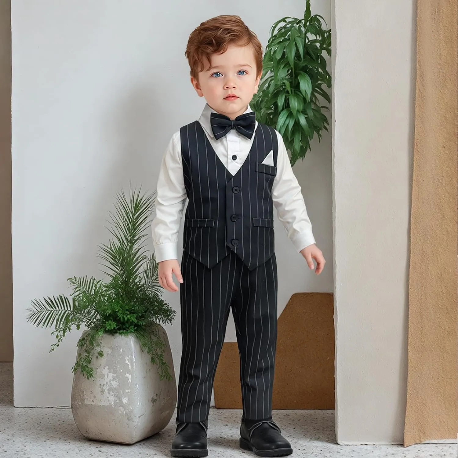 Yilaku Boys Suits Ring Bearer Outfit Toddler Suits with Vest Shirt Pants Sets Kids Dress Clothes for 18 Months-9 Years