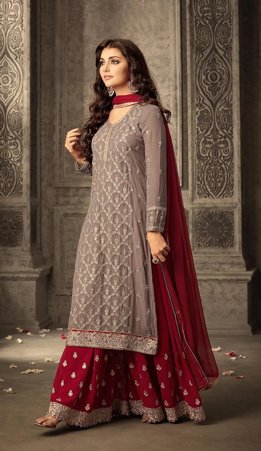 Ziya Indian Pakistani Dresses for Women Palazzo Style Embroidered Salwar Kameez Suit 47001